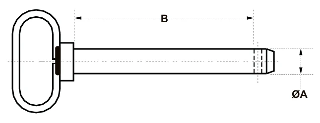 Hitch Pin (red Handle Plastic Coated) – dimension drawing with measurements