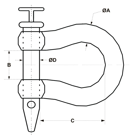 Straight Clevises – dimension drawing with measurements