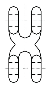 Mid-links – dimension drawing with measurements