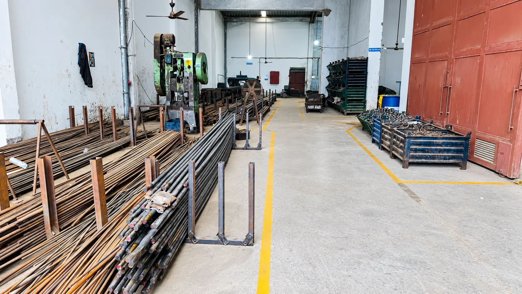 Steel stock ready for production in the Ludhiana factory