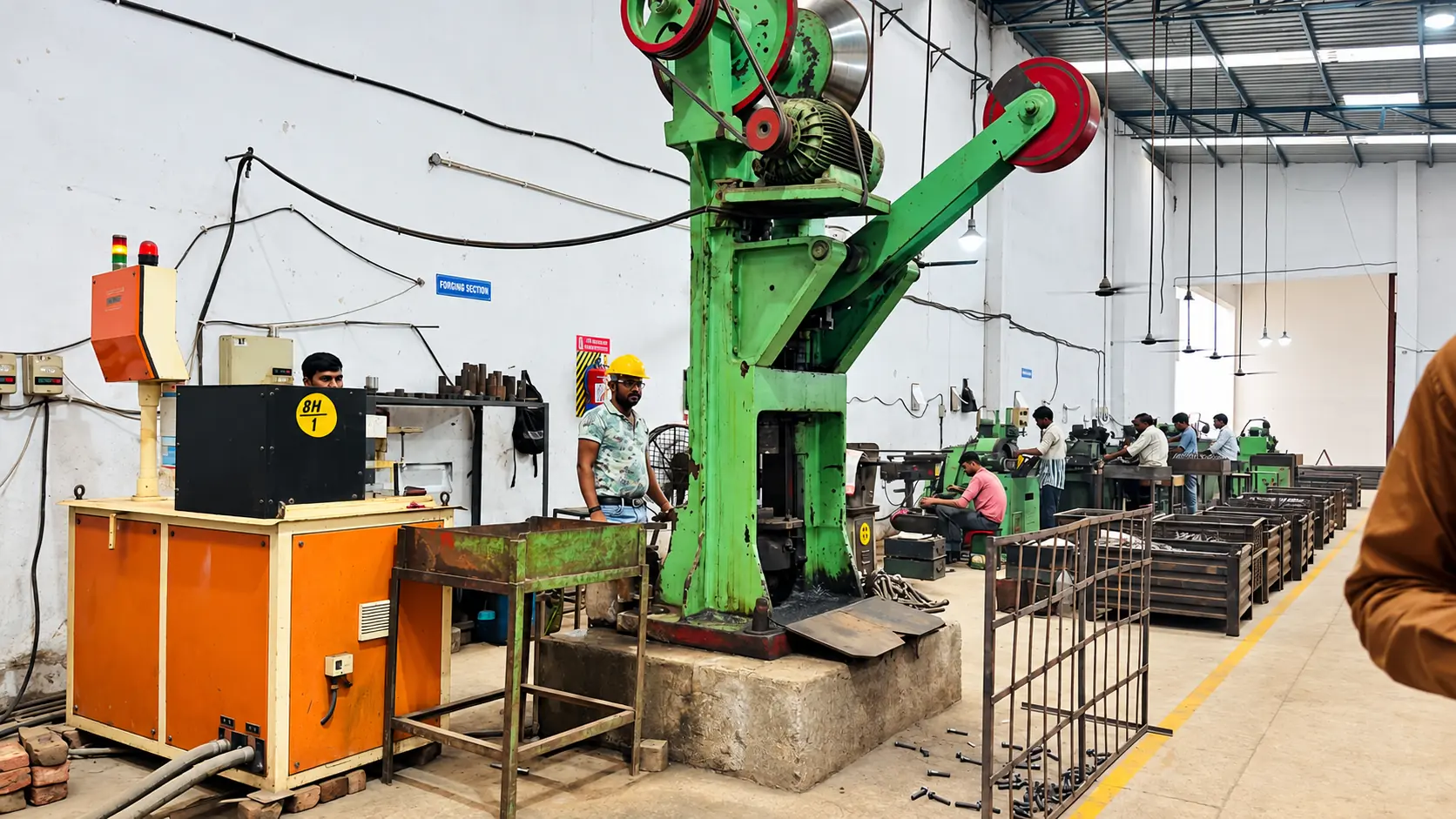 Power press line at the AgriWell Spares factory in Ludhiana
