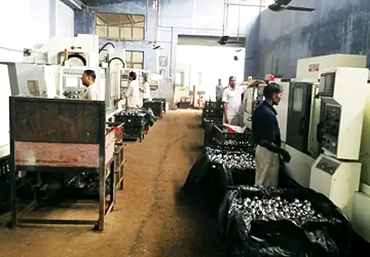Machined tractor linkage parts waiting for inspection