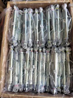 Zinc-plated top links bagged and packed in an export crate