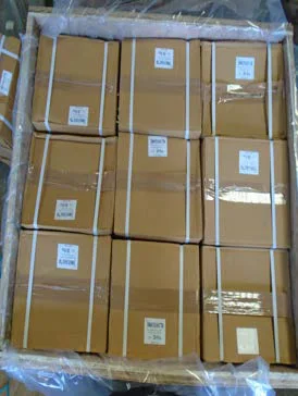 Labelled cartons on an export pallet