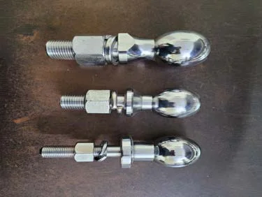 Chrome hitch balls with threaded shanks and nuts