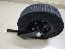 Laminated tyre wheel for rotary cutters (rotary mowers) with axle